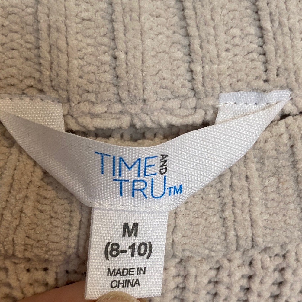 Time and Tru Textured  crew neck Beige and white stripe Sweater - Picture 2 of 4